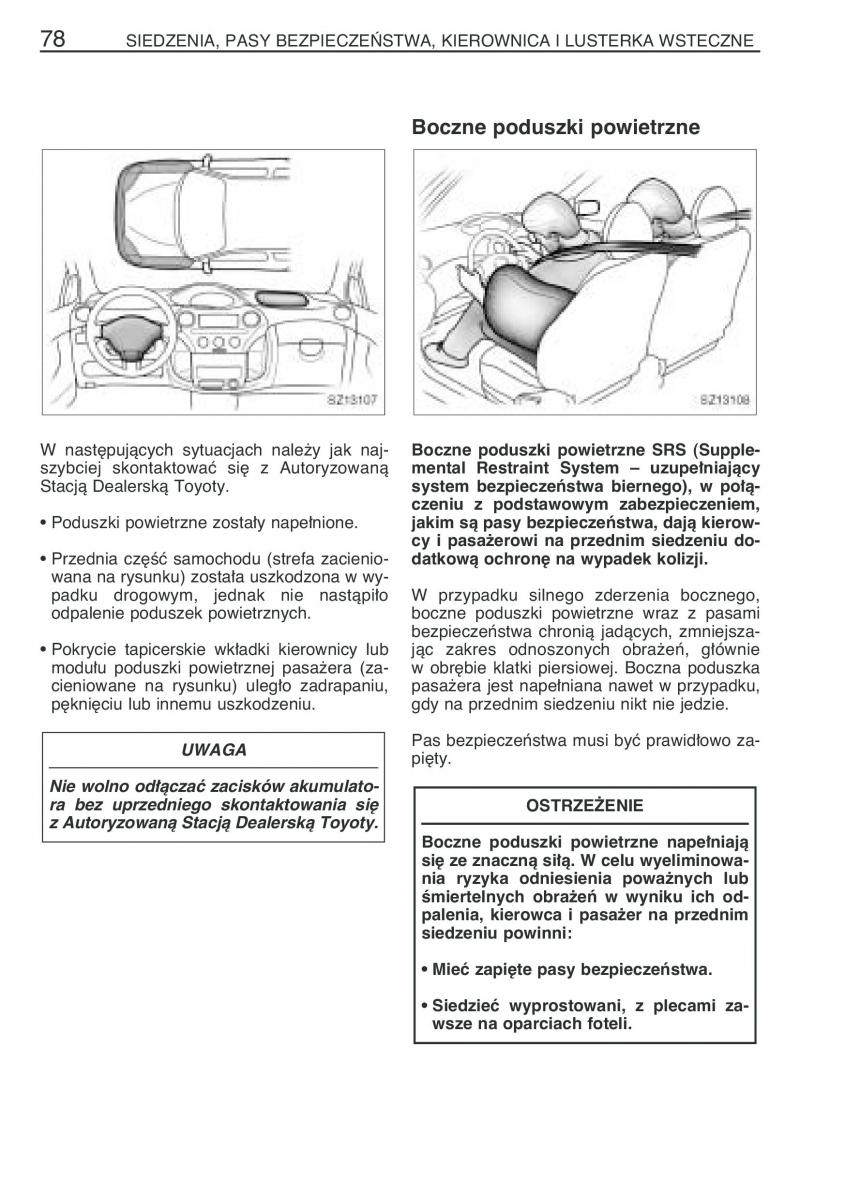 Toyota Yaris I 1 Vitz Echo instrukcja obslugi / page 85