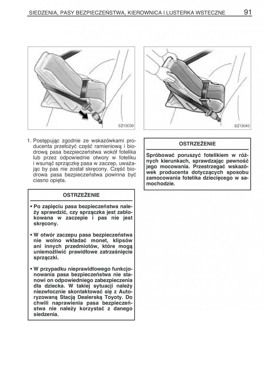 Toyota Yaris I 1 Vitz Echo instrukcja obslugi / page 98