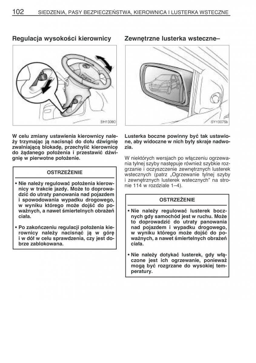 Toyota Yaris I 1 Vitz Echo instrukcja obslugi / page 109