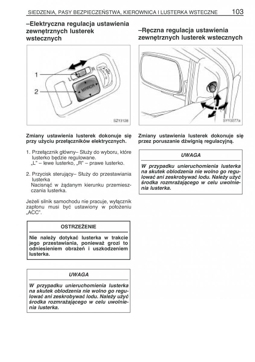 Toyota Yaris I 1 Vitz Echo instrukcja obslugi / page 110