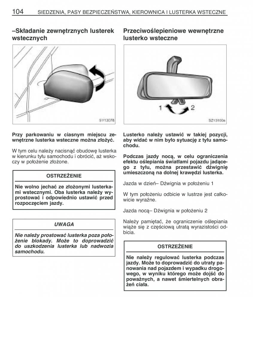 Toyota Yaris I 1 Vitz Echo instrukcja obslugi / page 111