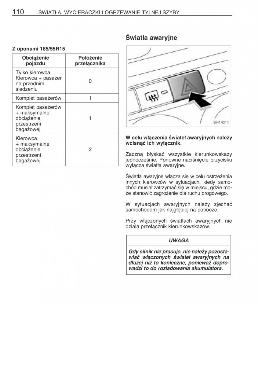 Toyota Yaris I 1 Vitz Echo instrukcja obslugi / page 117