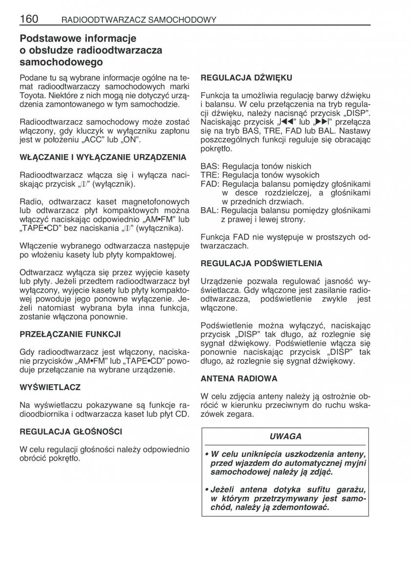 Toyota Yaris I 1 Vitz Echo instrukcja obslugi / page 167