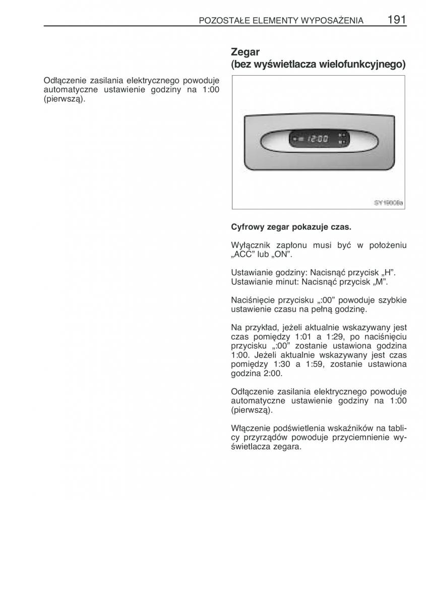 Toyota Yaris I 1 Vitz Echo instrukcja obslugi / page 198