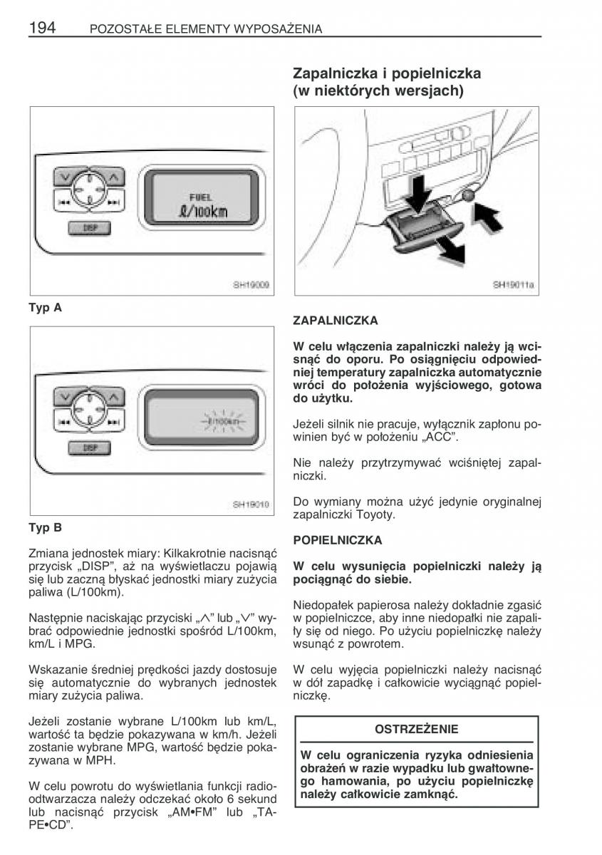 Toyota Yaris I 1 Vitz Echo instrukcja obslugi / page 201