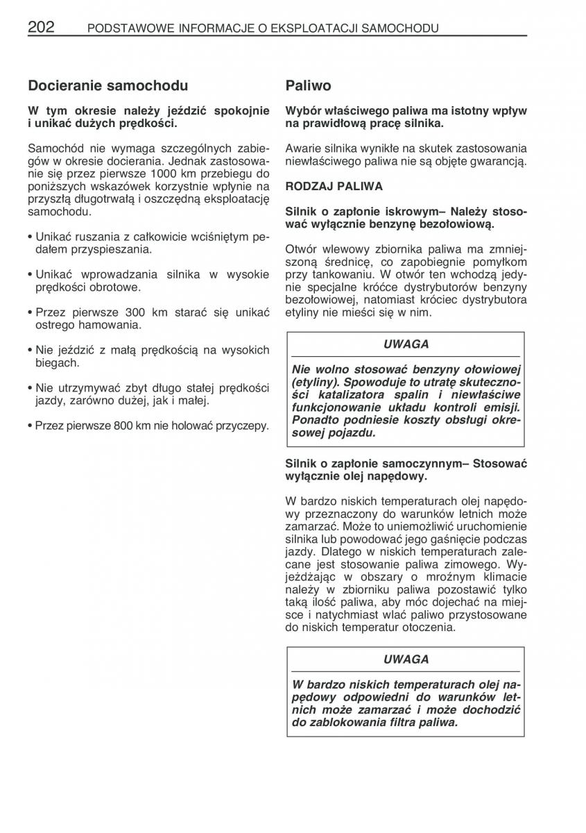 Toyota Yaris I 1 Vitz Echo instrukcja obslugi / page 209