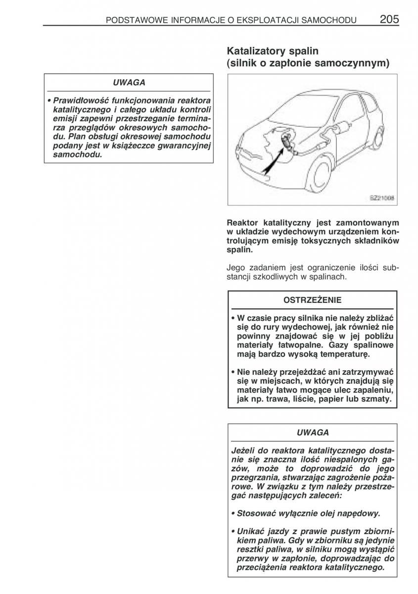 Toyota Yaris I 1 Vitz Echo instrukcja obslugi / page 212