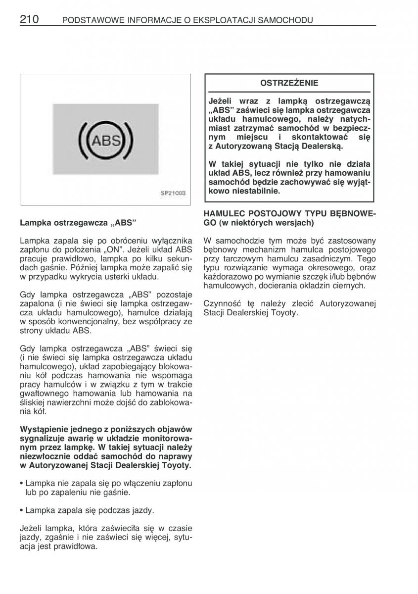 Toyota Yaris I 1 Vitz Echo instrukcja obslugi / page 217