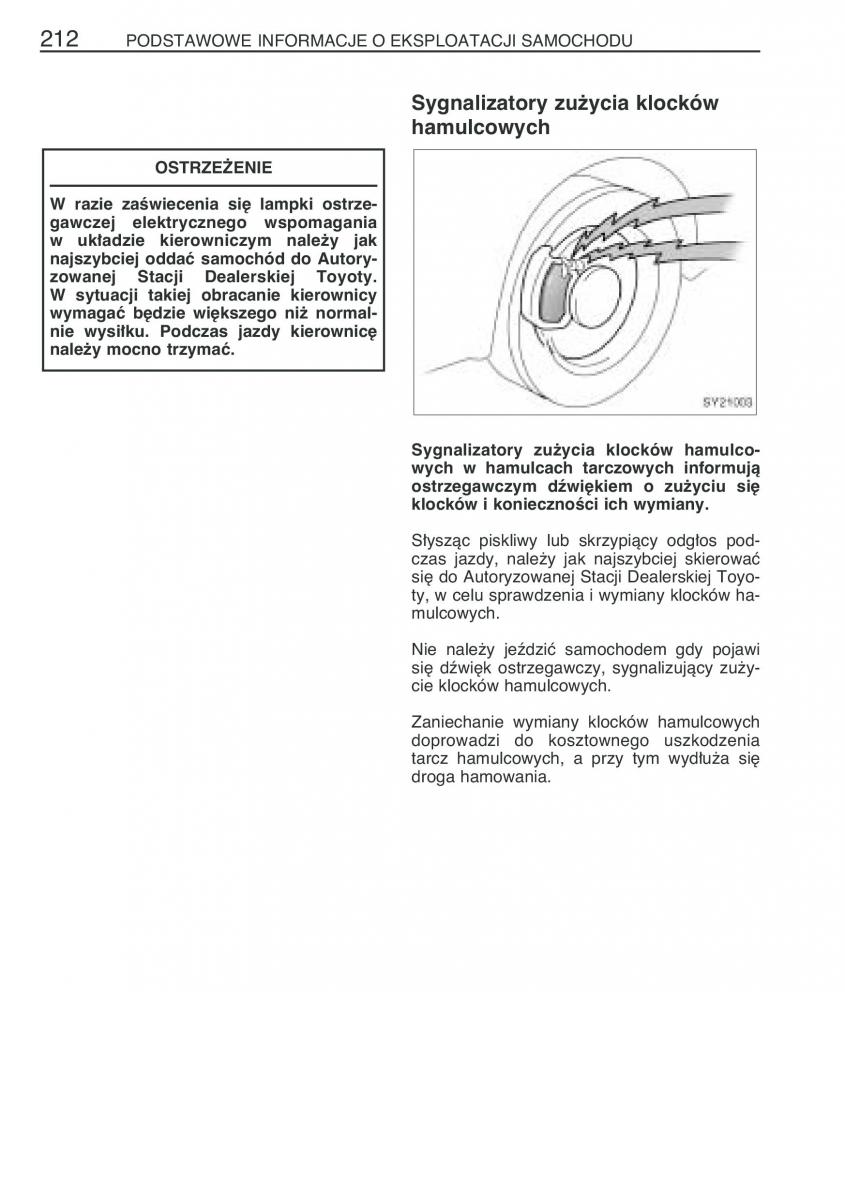 Toyota Yaris I 1 Vitz Echo instrukcja obslugi / page 219