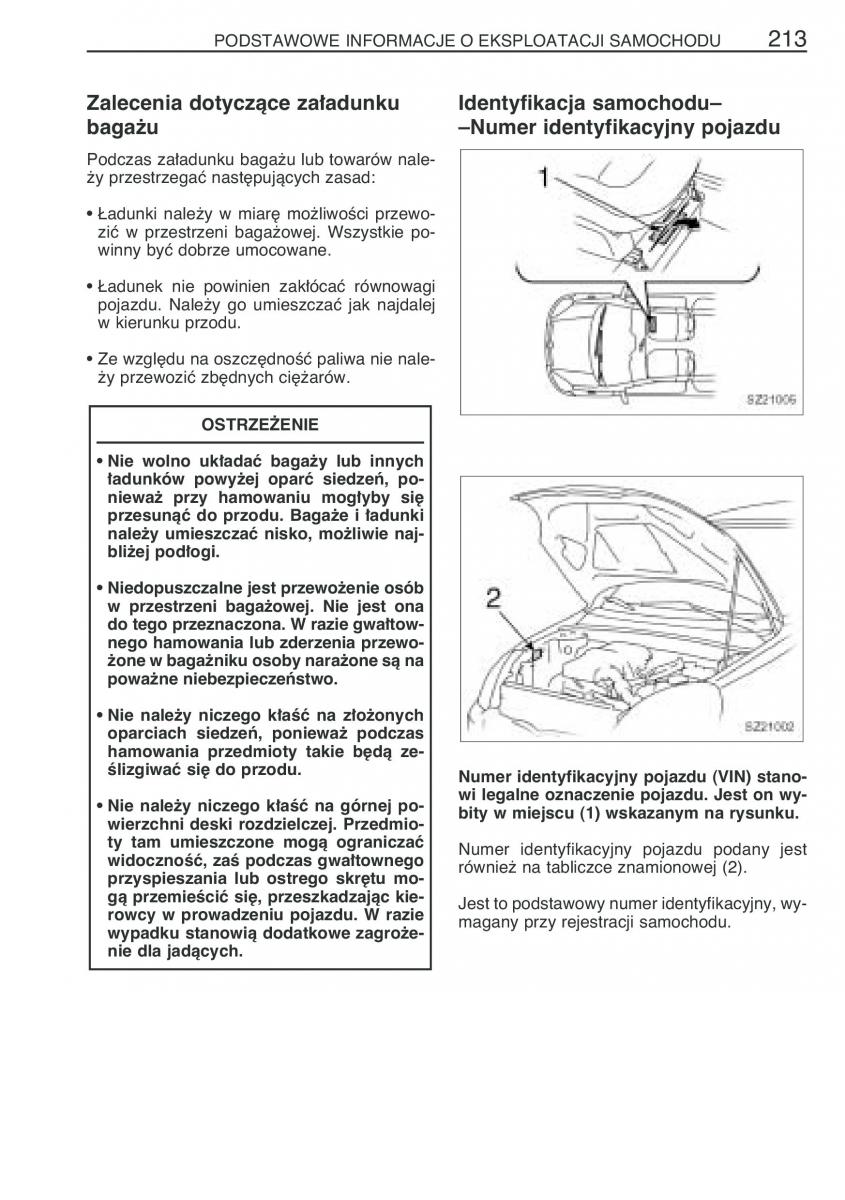 Toyota Yaris I 1 Vitz Echo instrukcja obslugi / page 220