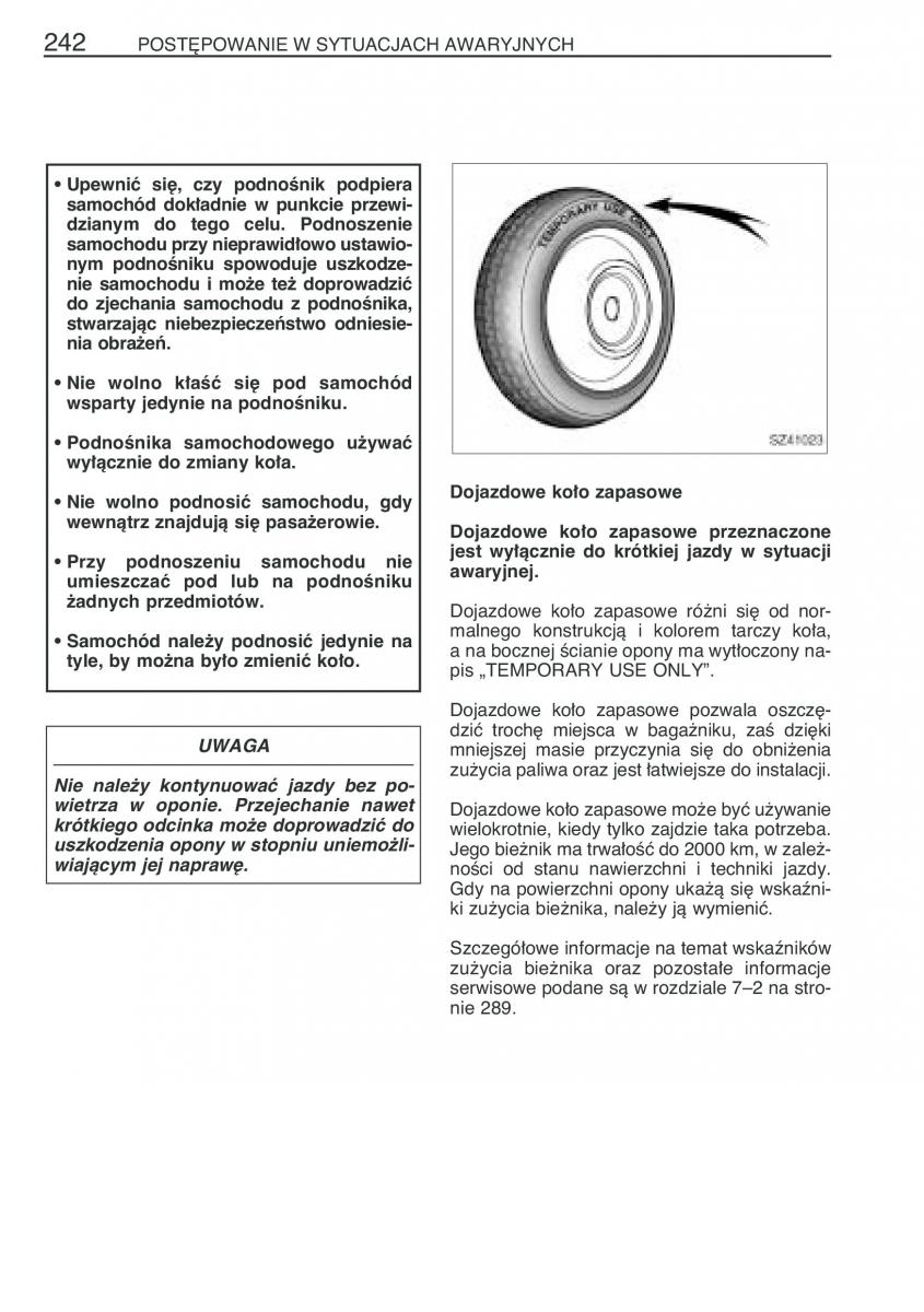 Toyota Yaris I 1 Vitz Echo instrukcja obslugi / page 249