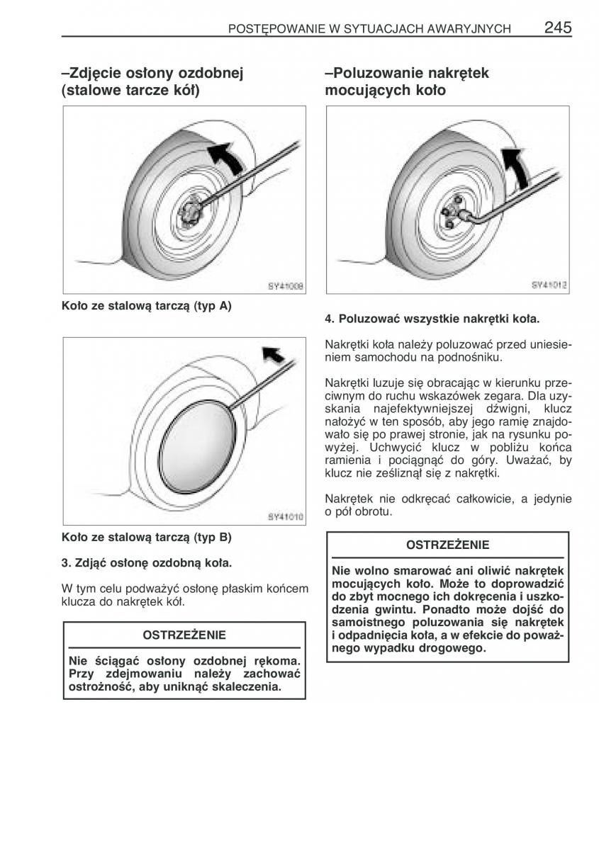 Toyota Yaris I 1 Vitz Echo instrukcja obslugi / page 252