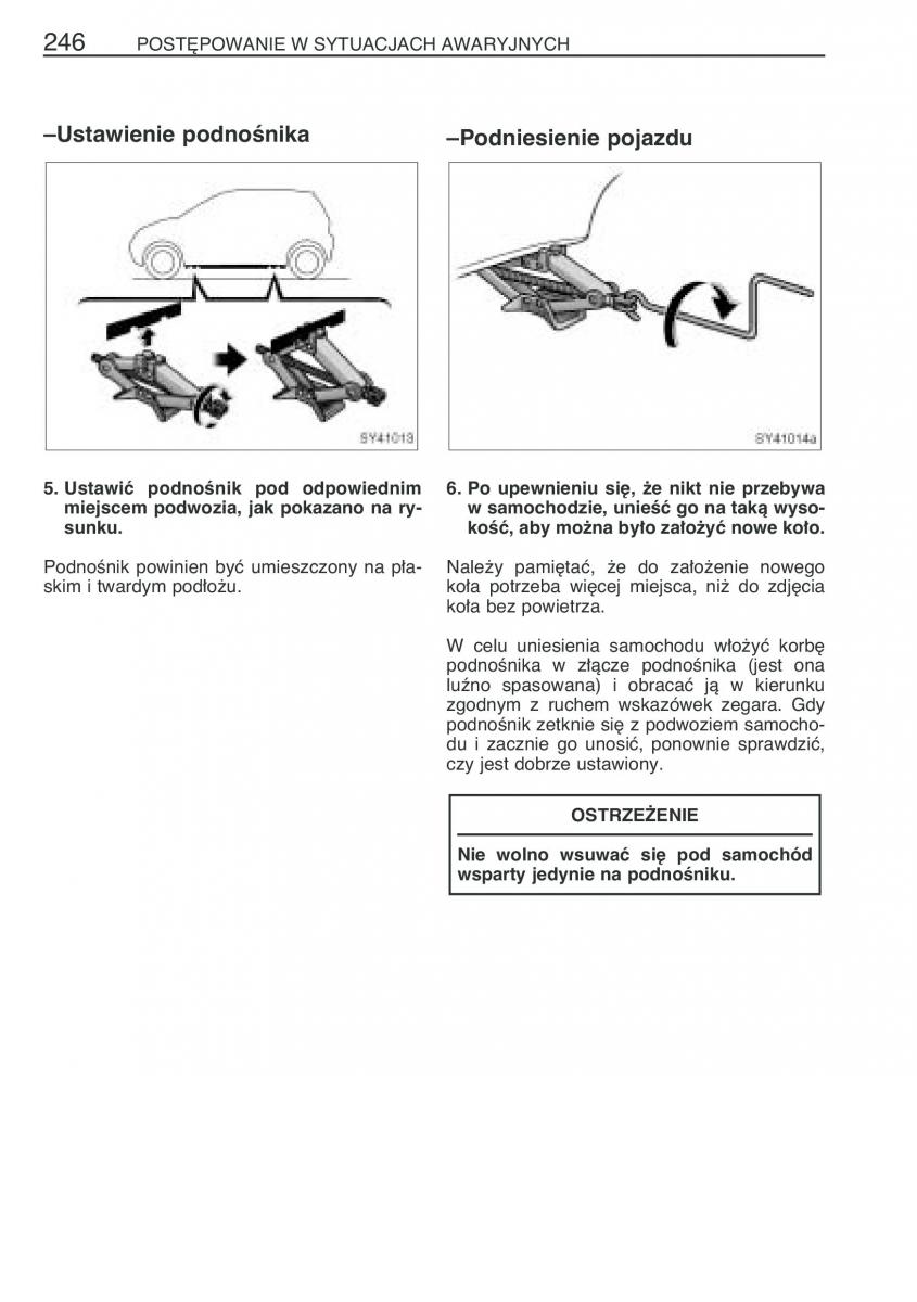 Toyota Yaris I 1 Vitz Echo instrukcja obslugi / page 253