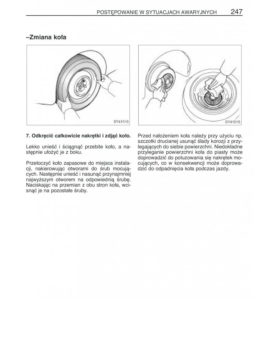 Toyota Yaris I 1 Vitz Echo instrukcja obslugi / page 254