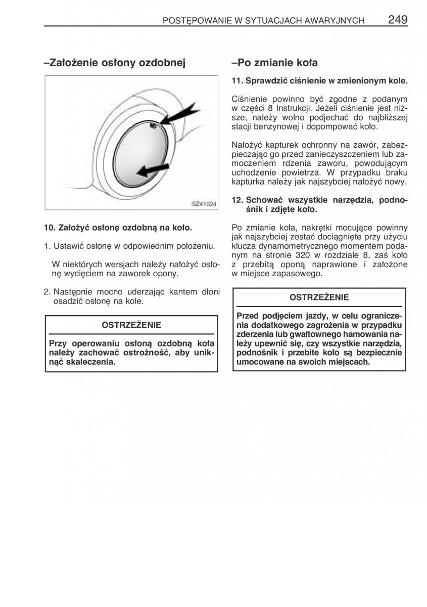 Toyota Yaris I 1 Vitz Echo instrukcja obslugi / page 256