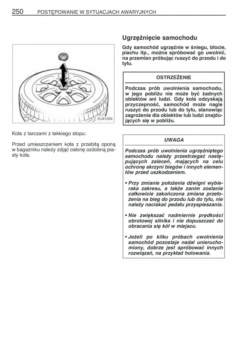 Toyota Yaris I 1 Vitz Echo instrukcja obslugi / page 257