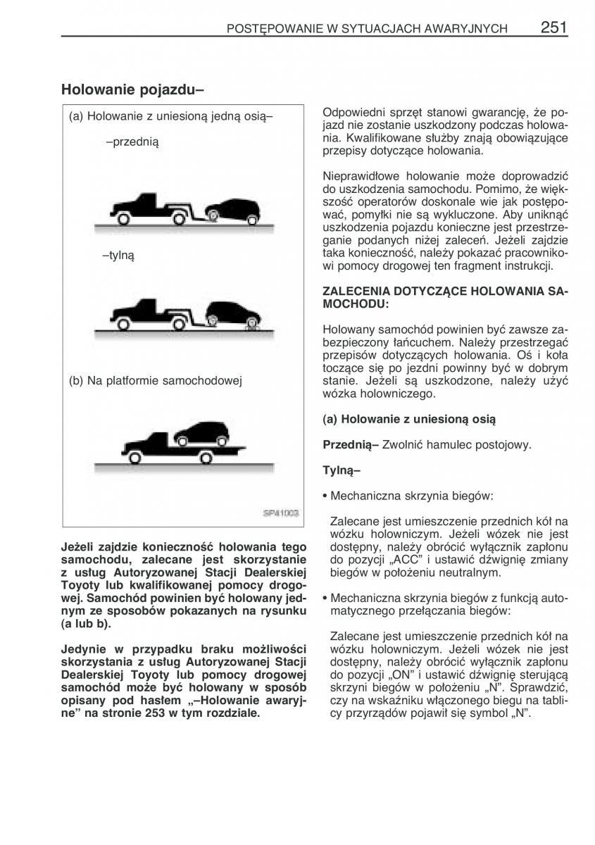 Toyota Yaris I 1 Vitz Echo instrukcja obslugi / page 258