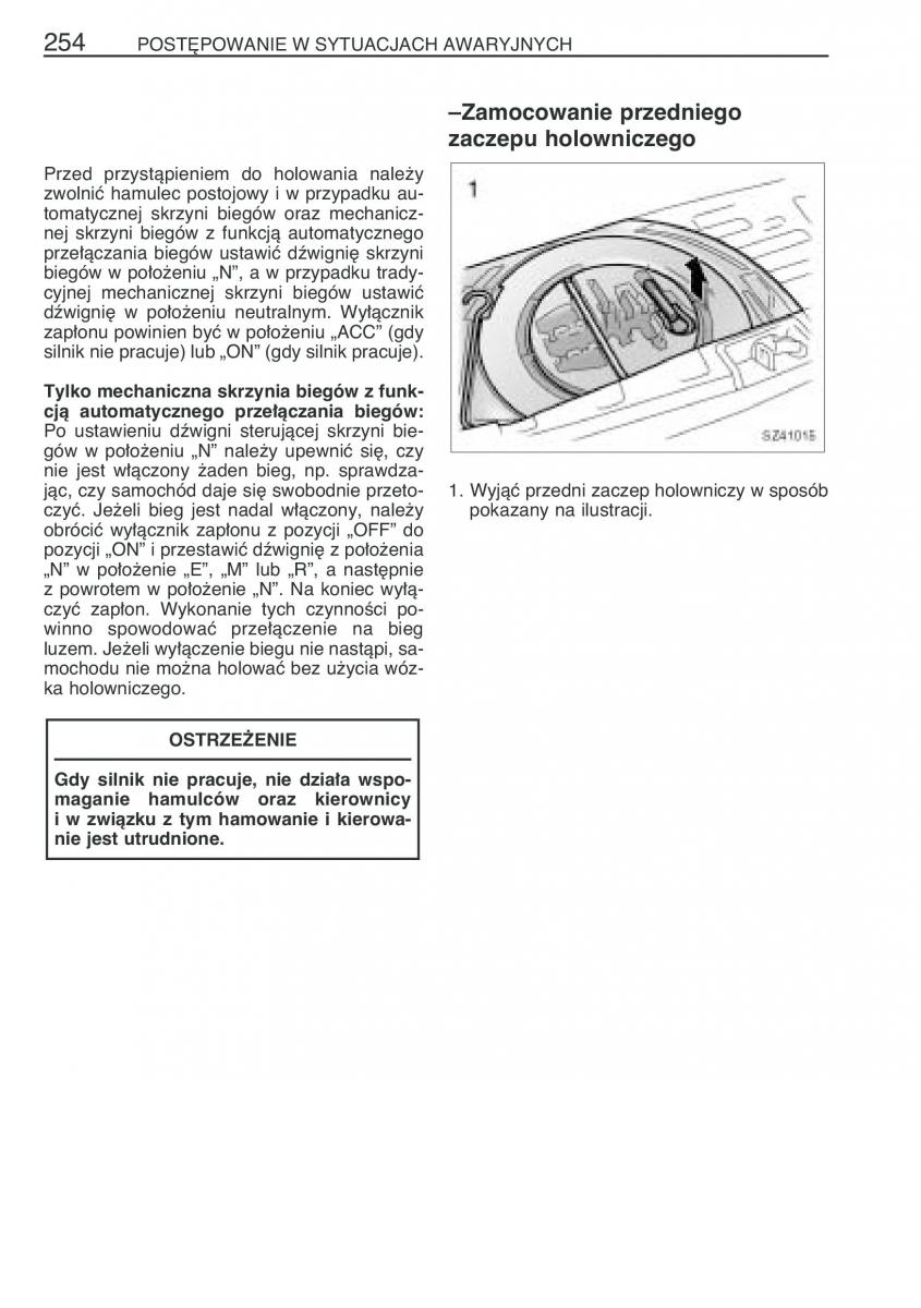 Toyota Yaris I 1 Vitz Echo instrukcja obslugi / page 261