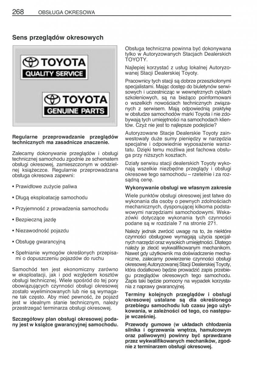 Toyota Yaris I 1 Vitz Echo instrukcja obslugi / page 275