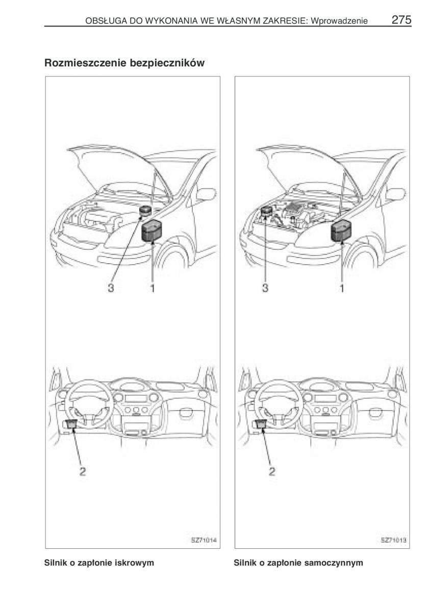 Toyota Yaris I 1 Vitz Echo instrukcja obslugi / page 282