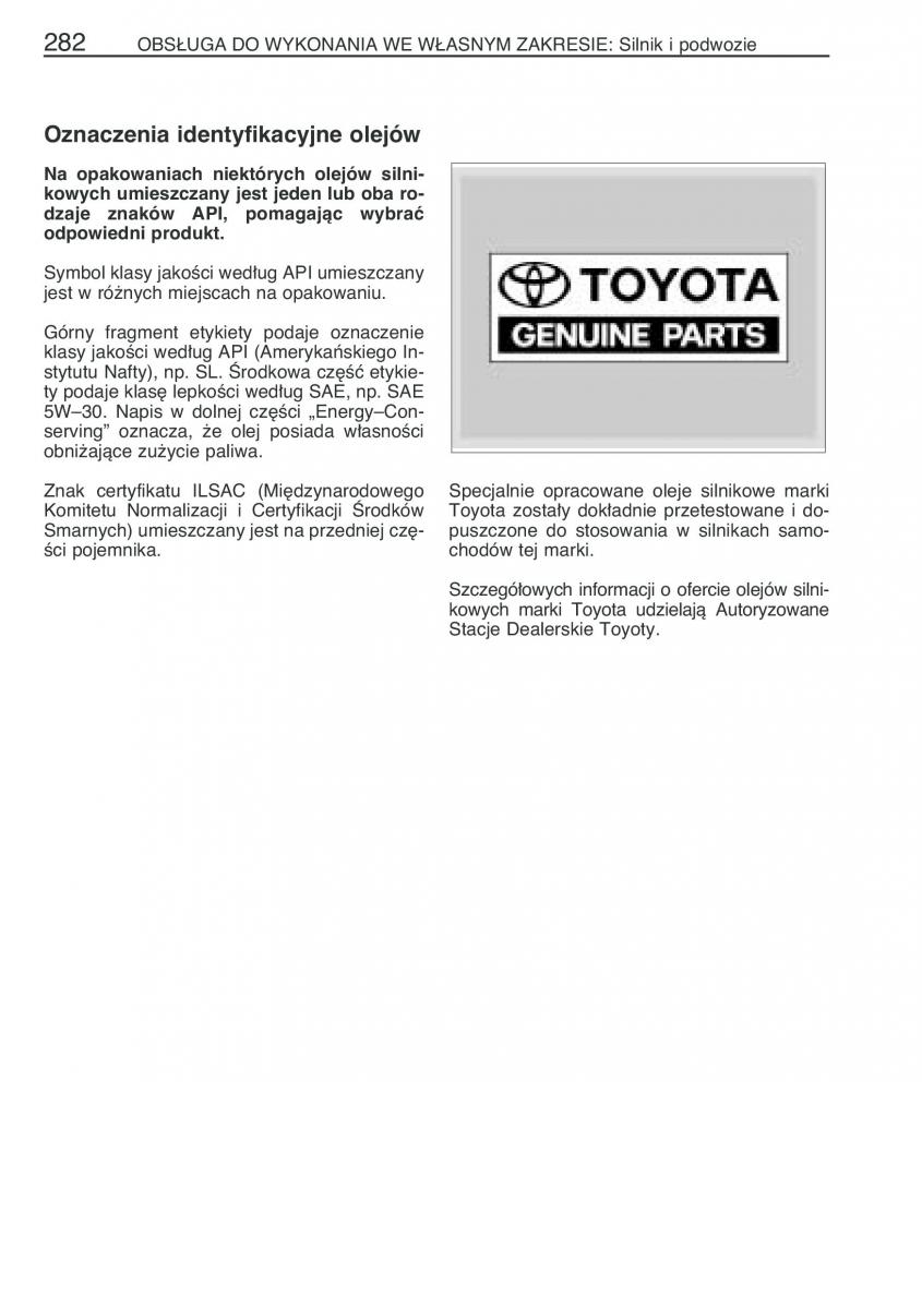 Toyota Yaris I 1 Vitz Echo instrukcja obslugi / page 289