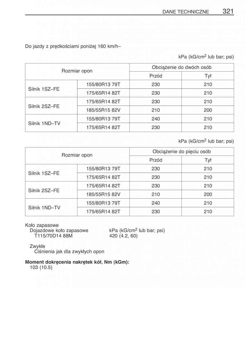 Toyota Yaris I 1 Vitz Echo instrukcja obslugi / page 328