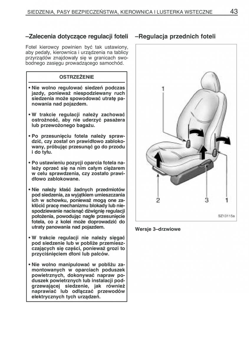 Toyota Yaris I 1 Vitz Echo instrukcja obslugi / page 50