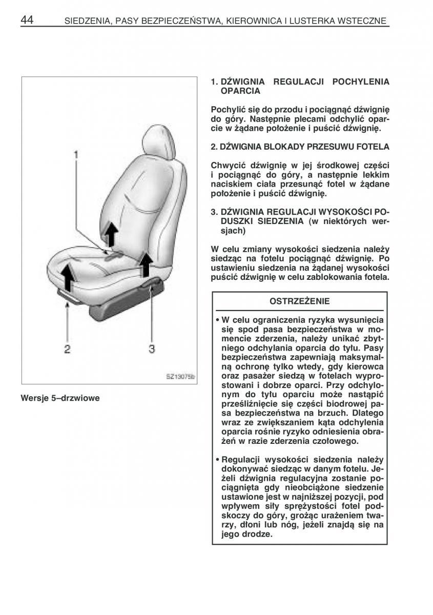 Toyota Yaris I 1 Vitz Echo instrukcja obslugi / page 51