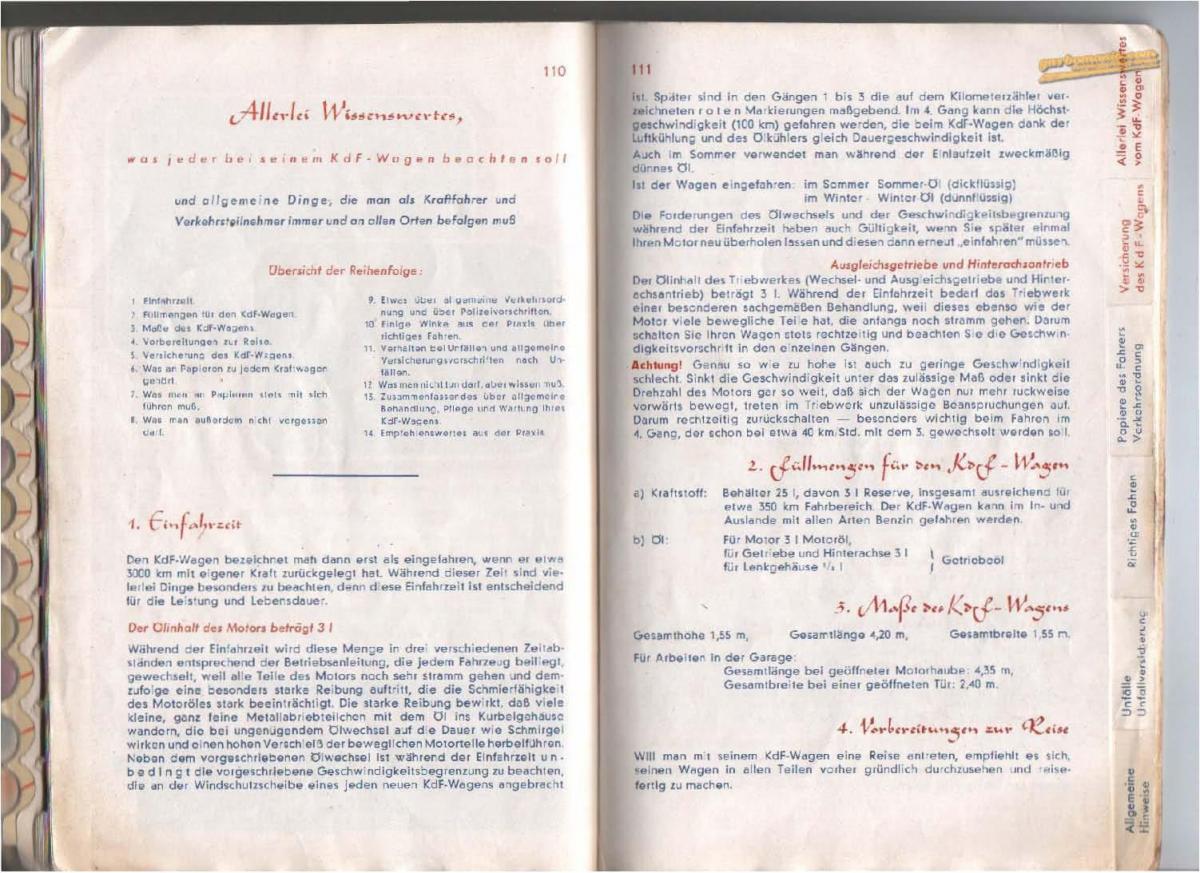 VW Beetle 1939 Garbus owners manual Handbuch / page 57