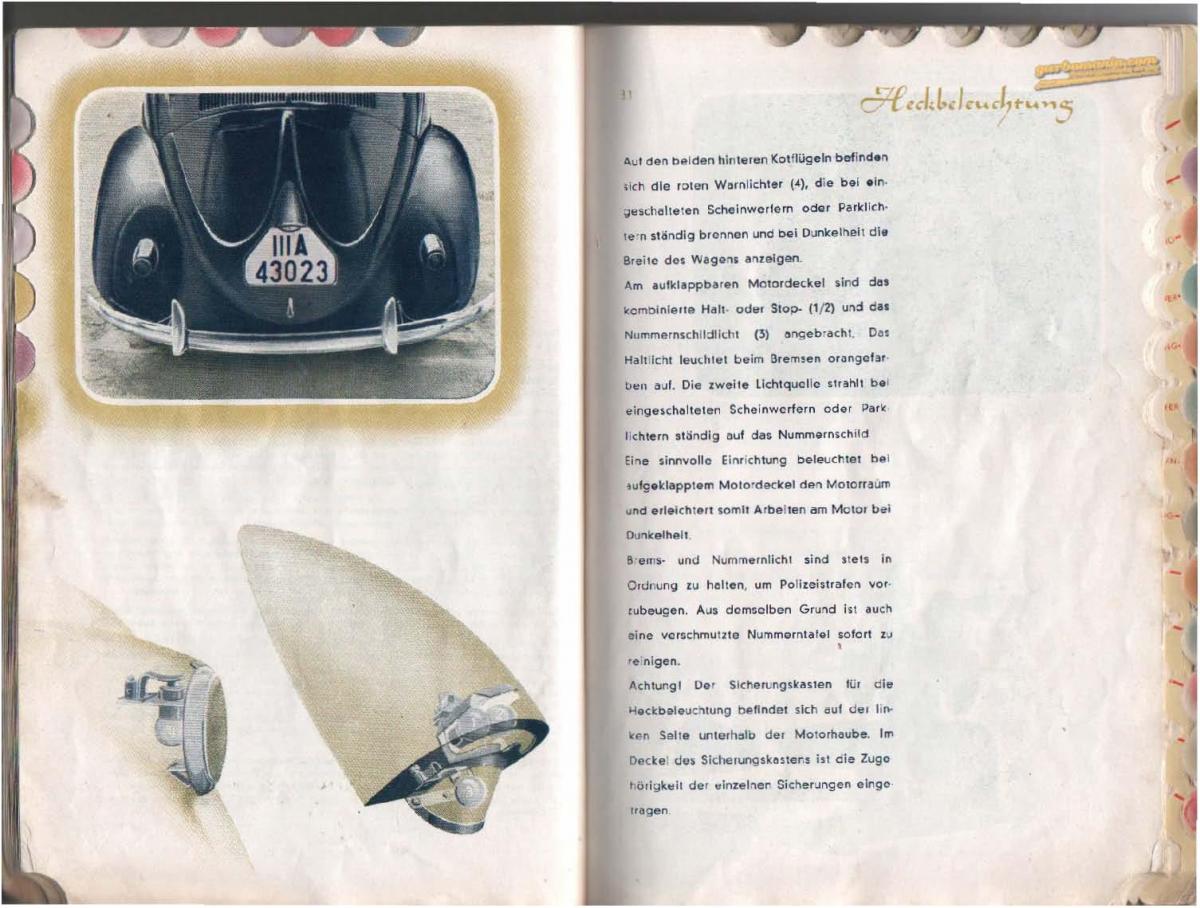 VW Beetle 1939 Garbus owners manual Handbuch / page 17