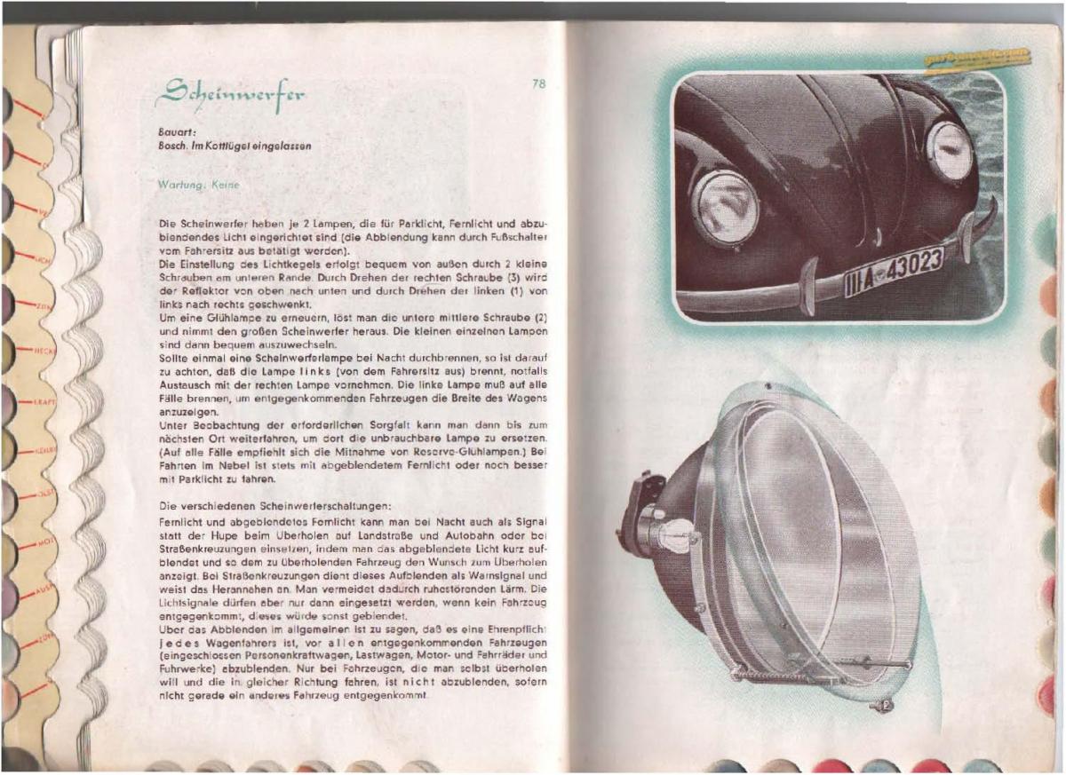 VW Beetle 1939 Garbus owners manual Handbuch / page 41