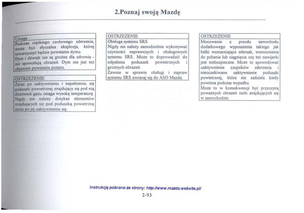 Mazda 626 V instrukcja obslugi / page 105