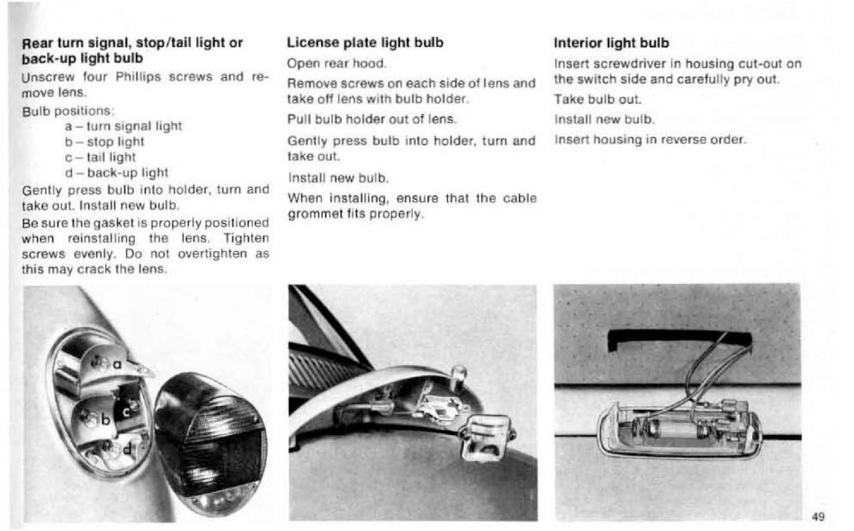 VW Beetle 1977 Garbus owners manual / page 55