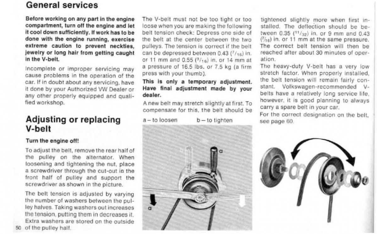 VW Beetle 1977 Garbus owners manual / page 56