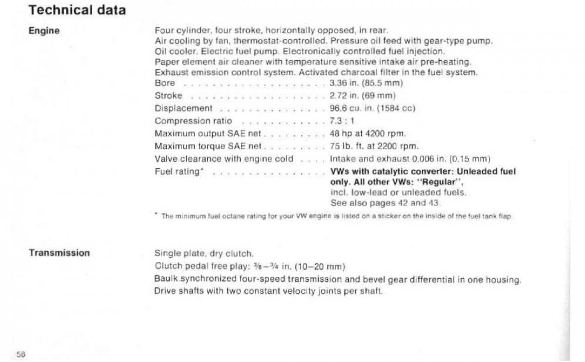 VW Beetle 1977 Garbus owners manual / page 64