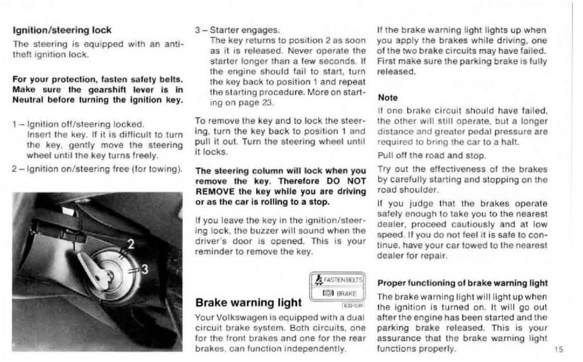 VW Beetle 1977 Garbus owners manual / page 17