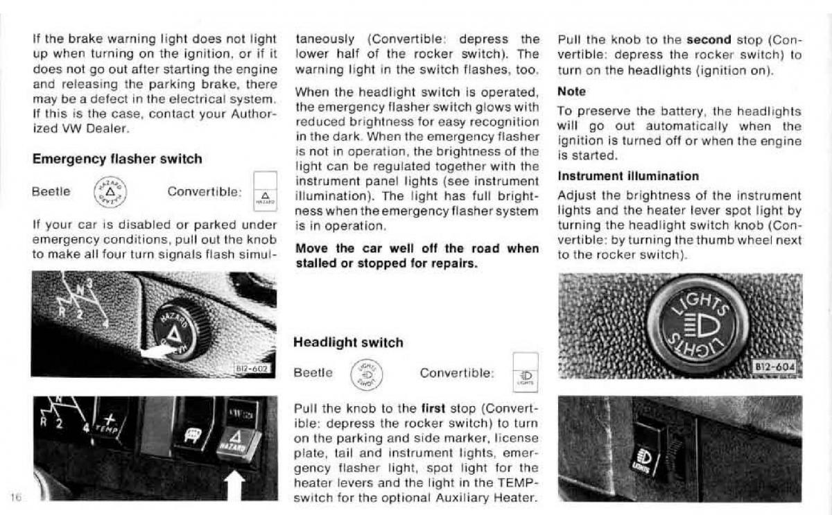 VW Beetle 1977 Garbus owners manual / page 18