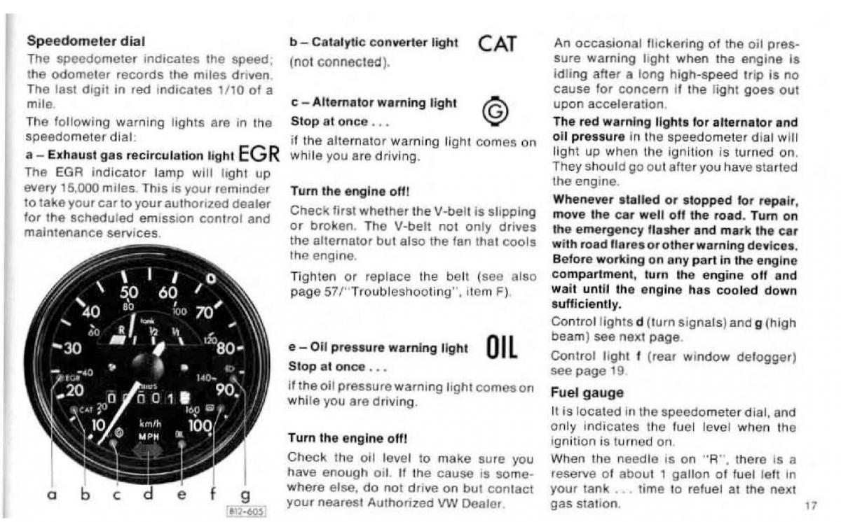 VW Beetle 1977 Garbus owners manual / page 19