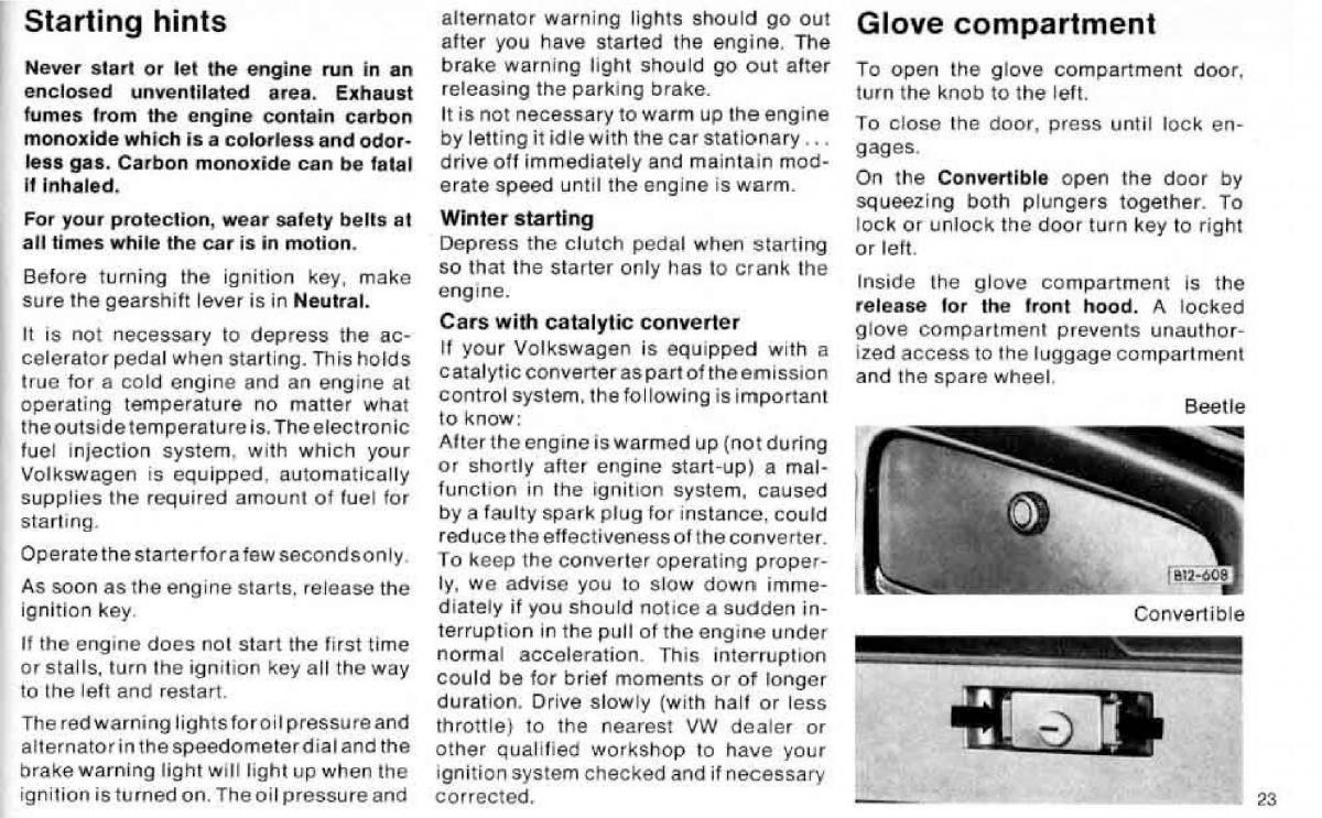 VW Beetle 1977 Garbus owners manual / page 25