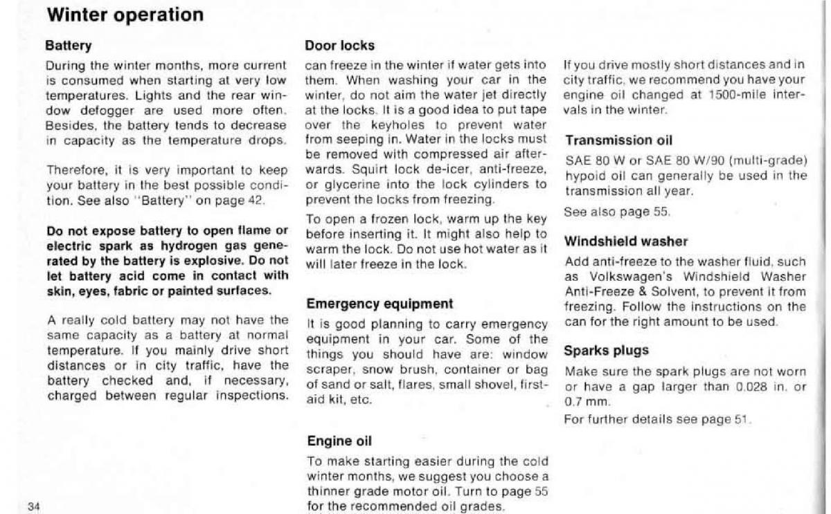 VW Beetle 1977 Garbus owners manual / page 36