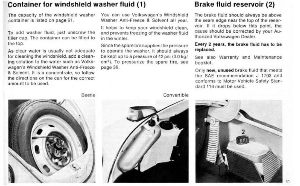 VW Beetle 1977 Garbus owners manual / page 47