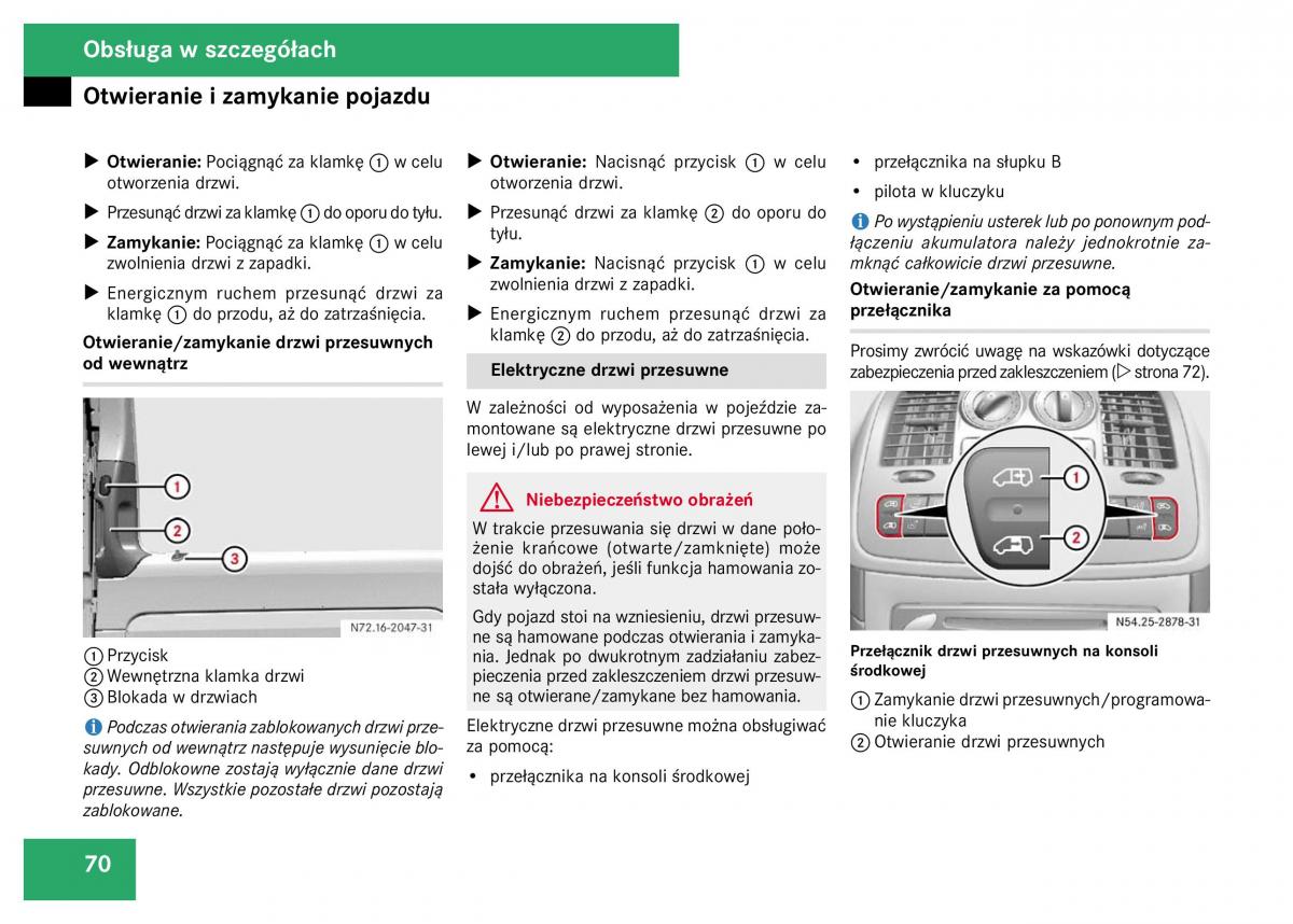 Mercedes Viano W639 instrukcja obslugi / page 72