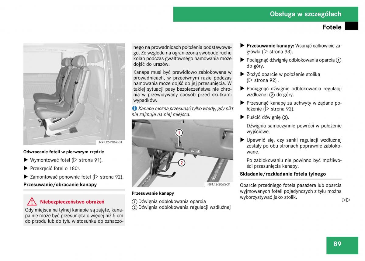 Mercedes Viano W639 instrukcja obslugi / page 91