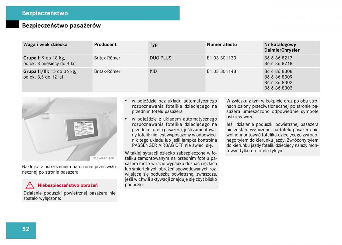 Mercedes Viano W639 instrukcja obslugi / page 54