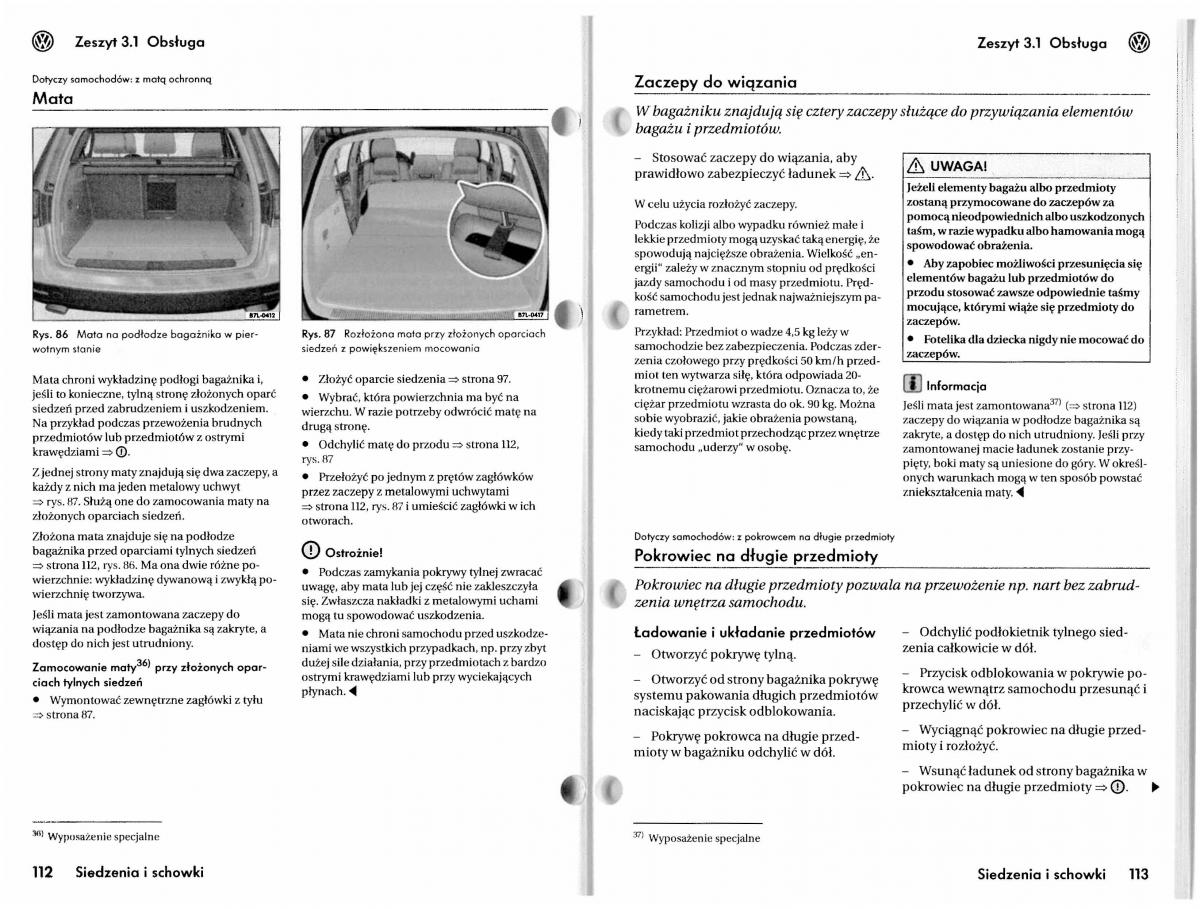 VW Touareg I 1 instrukcja / page 86