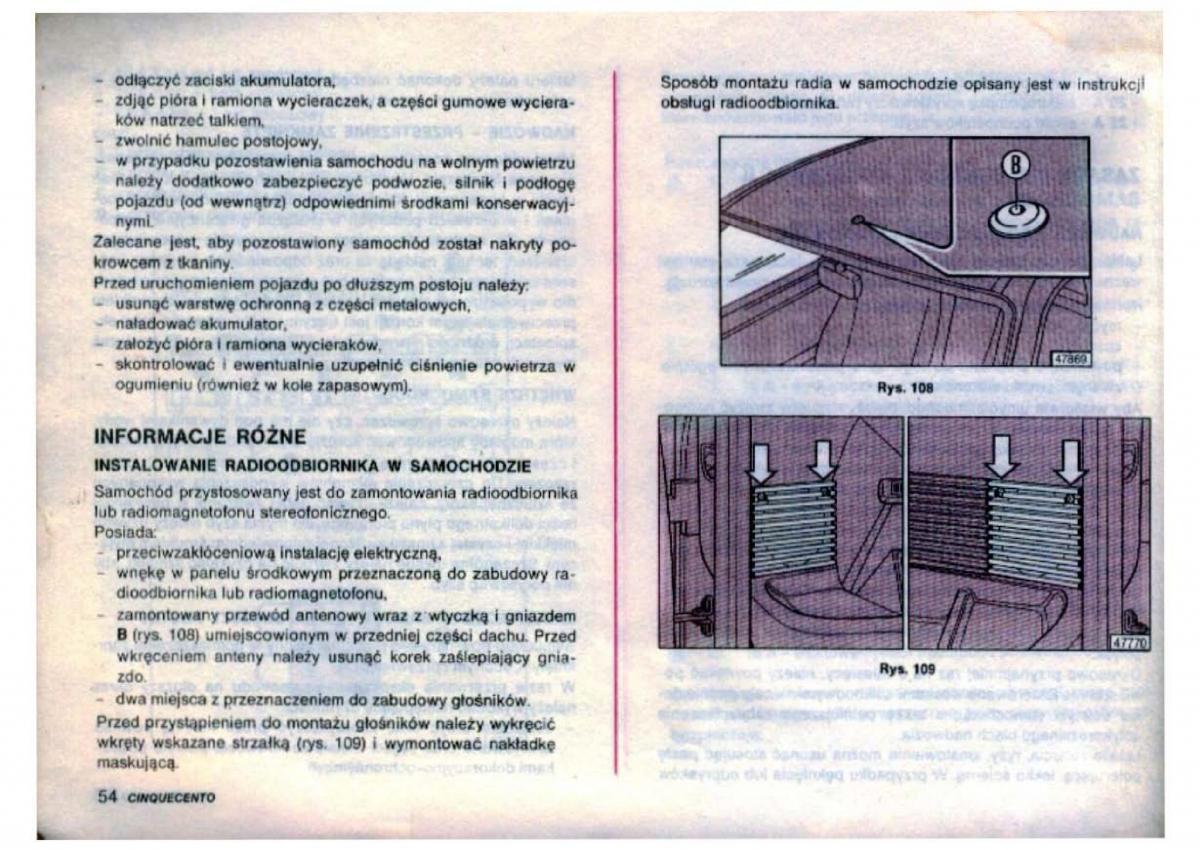 Fiat Cinquecento instrukcja obslugi / page 56