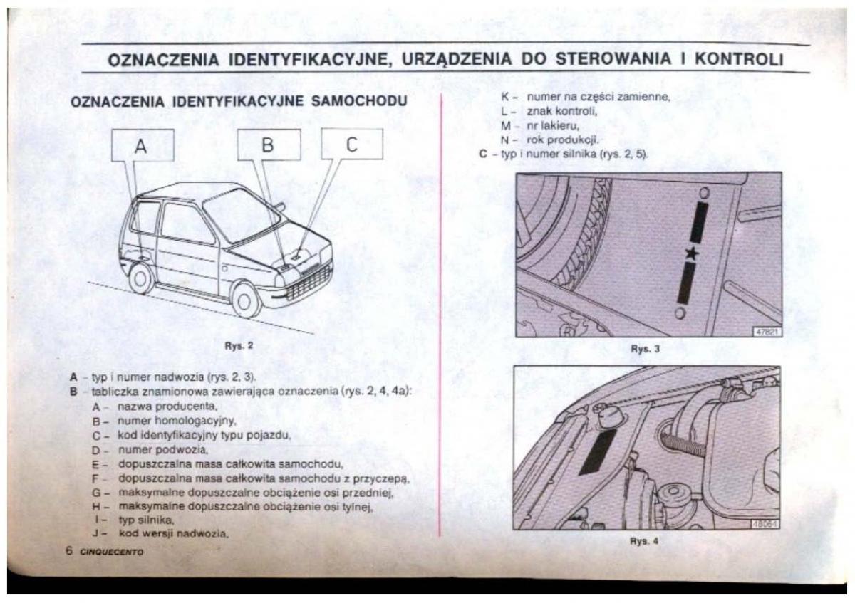 Fiat Cinquecento instrukcja obslugi / page 7