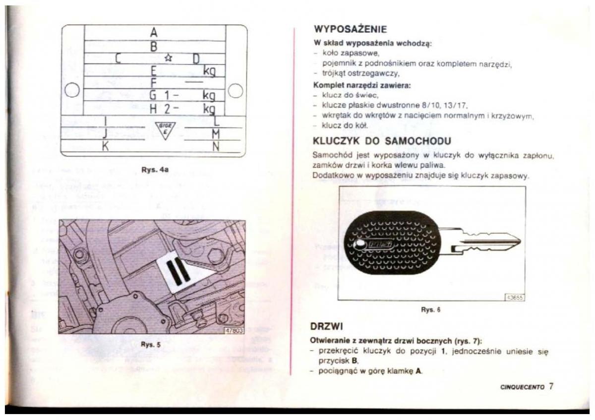 Fiat Cinquecento instrukcja obslugi / page 8