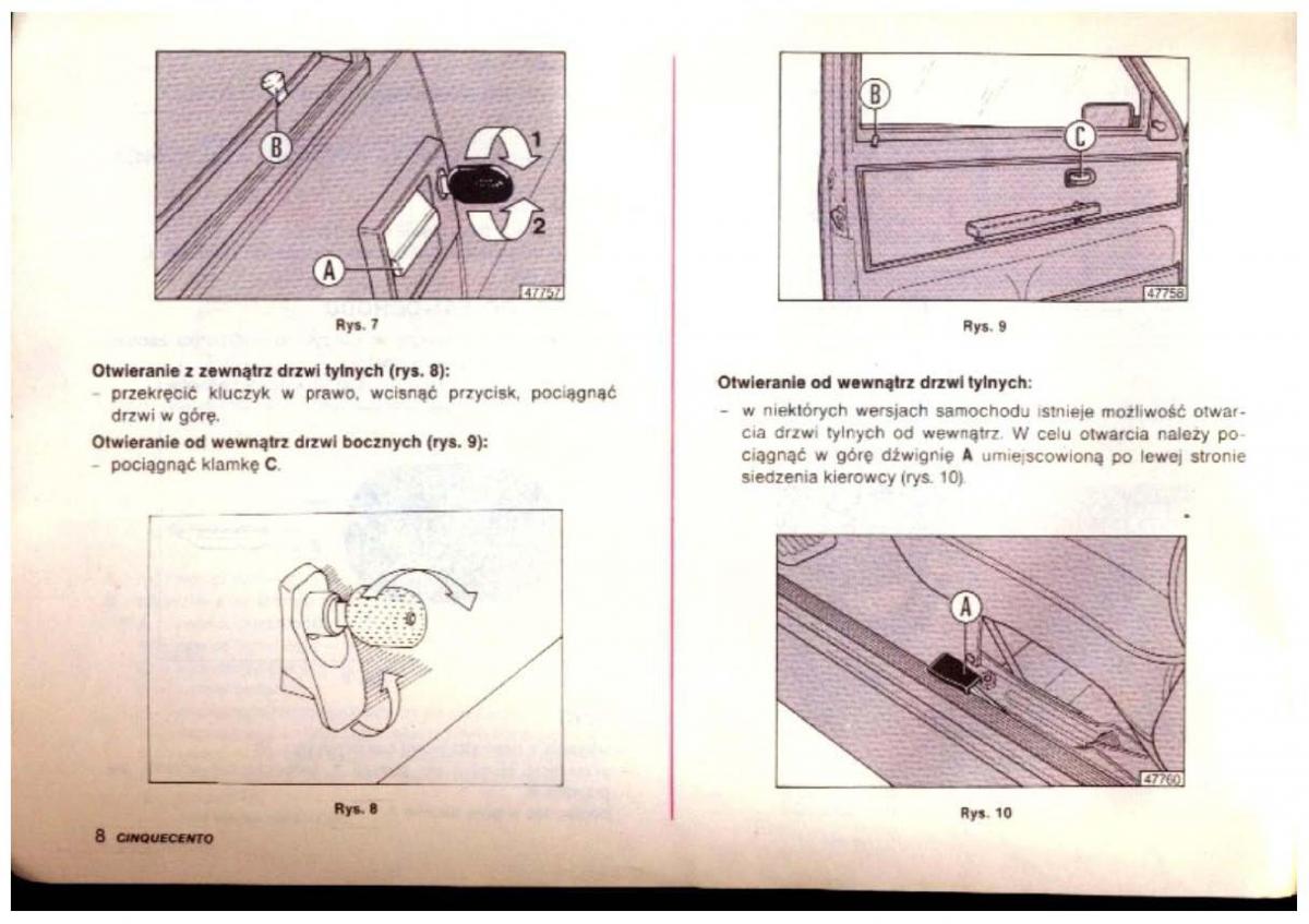 Fiat Cinquecento instrukcja obslugi / page 9