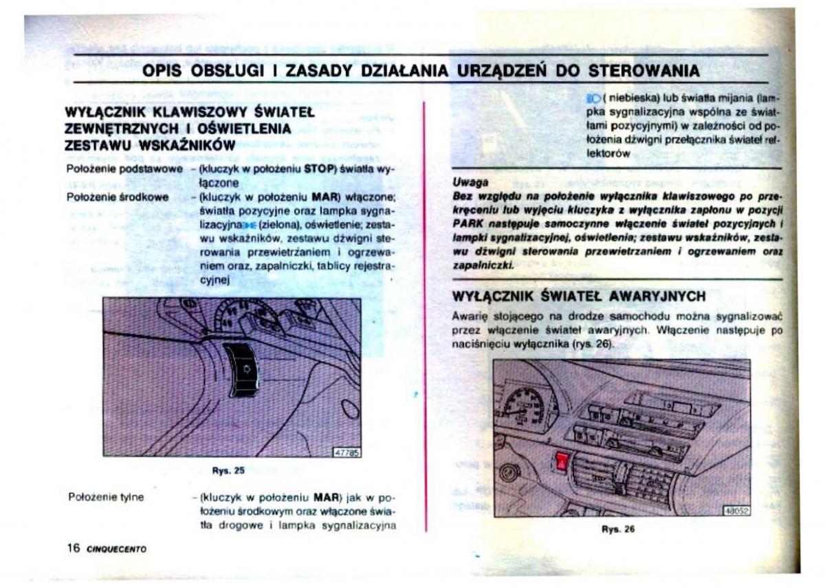 Fiat Cinquecento instrukcja obslugi / page 18